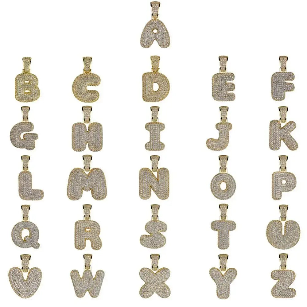 Large Iced out Bubble Letters Pendants